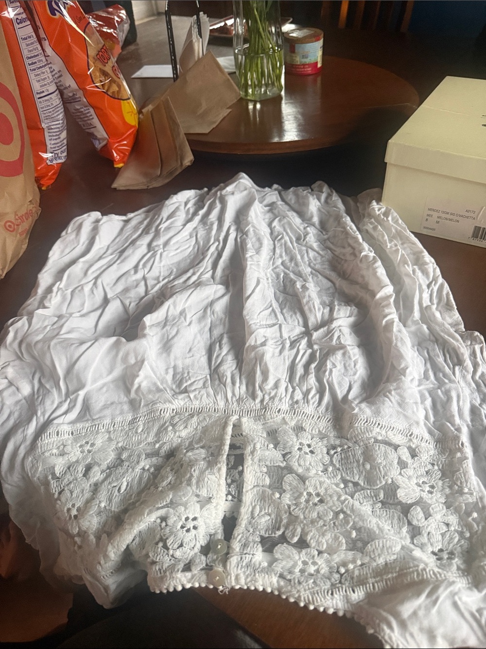 White Crochet Hem Boho Skirt